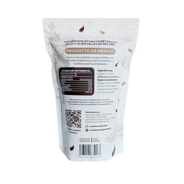Cacao en Polvo Orgánico 200 gramos - Imagen 2